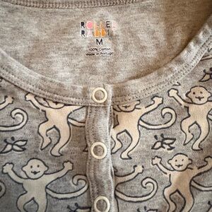 Roller Rabbit Gray and Cream Monkey Print Top